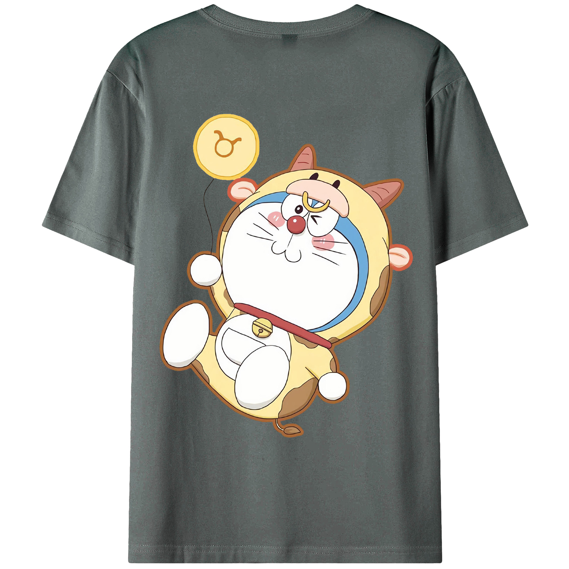 （画像用） ドラえもん Doraemon 綿100％ メンズ半袖Tシャツ（バックプリント） 通気性